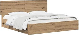 vidaXL Bed Frame With Storage And Headboard Artisan Oak 180 X 200 Cm Vidaxl