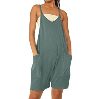 Generic Jumpsuits Shorts Oversized Sleeveless Sling Playsuits Women Summer Casual Baggy Short Wide Leg Jumpsuit with Pockets Athletic Ladies Overalls Summer B