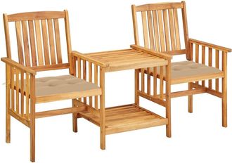 vidaXL Sillas Y Mesita De Jard&iacute;n Con Cojines Madera Maciza Acacia Vidaxl