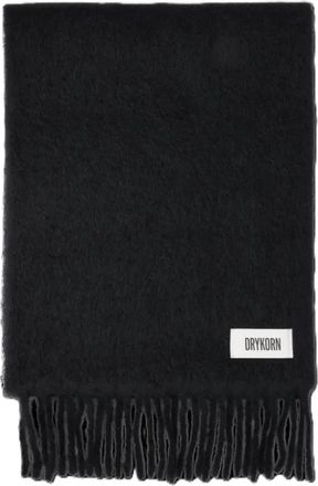 Drykorn Tijdloze sjaal met franjes - unisex - Wintersjaals - Zwart - ONE Size - Accessoires