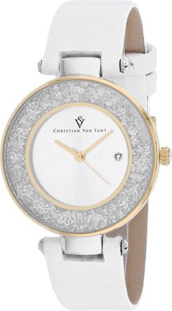 Christian Van Sant Womens Dazzle Silver Round 34mm