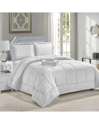 Luxury Home 8Pc Dobby Stripe Comforter Set