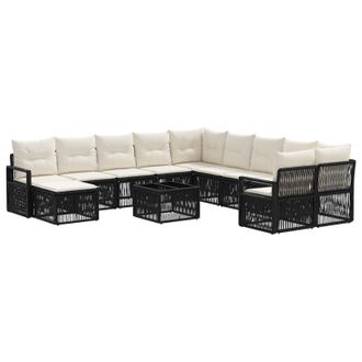 vidaXL Conjunto De Sof&aacute;s De Jard&iacute;n 12 Pcs Negro Rat&aacute;n Sint&eacute;tico Vidaxl