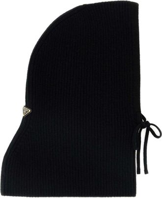 Prada Black Logo Balaclava Hat