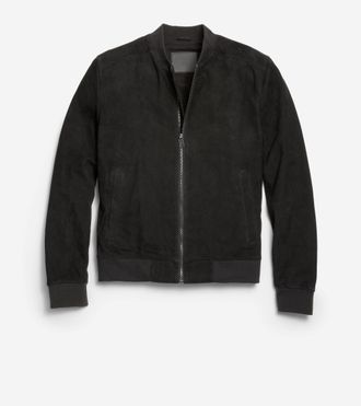 Cole Haan Mens Zip-up Suede Jacket - Black Size Medium