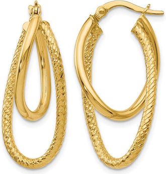 Diamond2Deal 14K Yellow Gold Textured Hinged Hoop Earrings