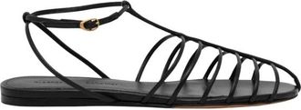Proenza Schouler Tee Cage Platte Sandalen - Dames - Sandalen - Zwart - 40 EU - Leer - Schoenen