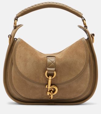 Burberry Clip Messenger suede top-handle bag