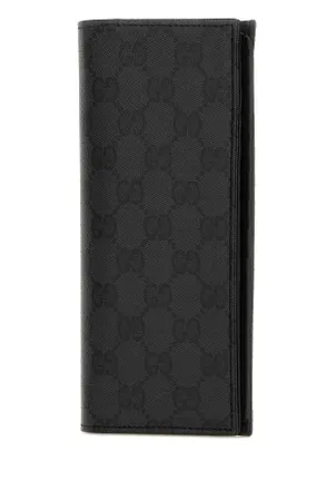 Gucci Mens Gg Canvas Wallet Blackblack Exterior: Fabric Portafogli