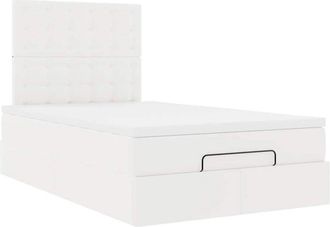 vidaXL Estructura Cama Otomana Colch&oacute;n Cuero Sint&eacute;tico Blanco Vidaxl