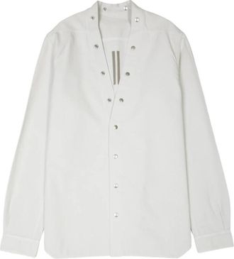 Rick Owens Collarless Snap-Button Shirt - Heren - Casual Overhemden - Wit - L - Overhemden