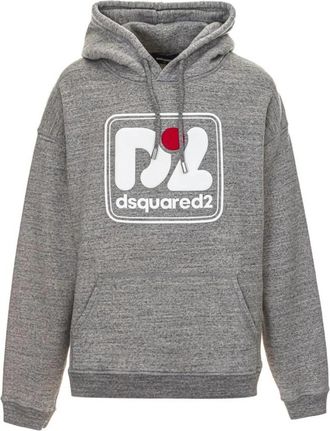 Dsquared2 Icon Cotton Blend Hoodie - Heren - Hoodies - Grijs - 2XL - Katoen - Hoodies & sweatvesten