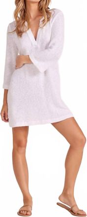 bobi 3/4 Sleeve Split Neck Tunic In White
