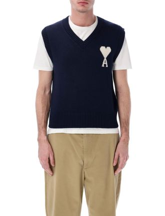 Ami Navy Blue V Neck Sweater