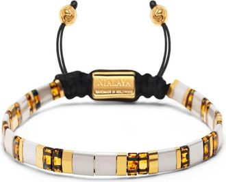 Nialaya tila-beads marbled bracelet - women - marble/Nylon/Yellow Gold Plated Stainless Steel - M