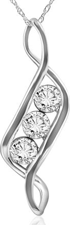 Pompeii3 1ct Three Stone Diamond Pendant 14K White Gold