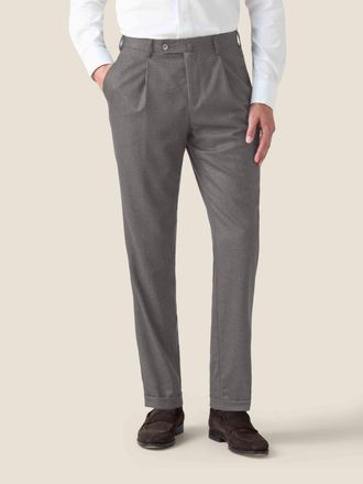 Luca Faloni Light Grey Wool Classic Pleated Trousers