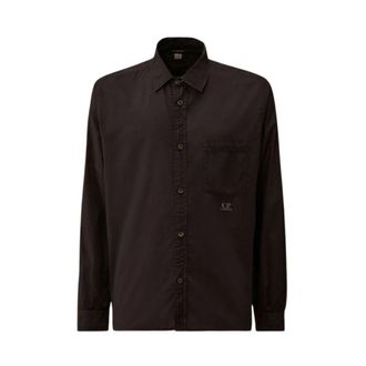 C.P. Company Licht Mussola Lange Mouw Knopenhemd - Heren - Casual Overhemden - Blauw - L - Katoen - Overhemden