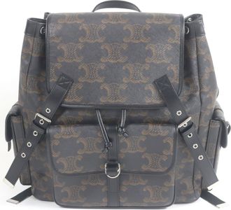 Celine Black Brown Coated Canvas Backpack (Pre-Owned)