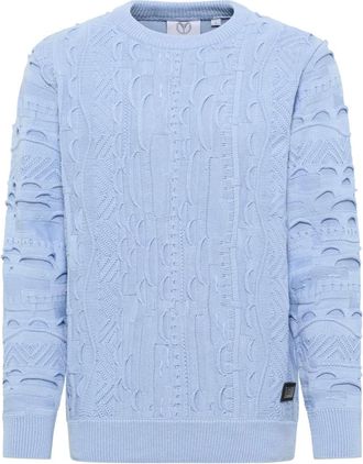 Carlo Colucci Truien & Vesten, Heren, Blauw, XS, Katoen, Effen gebreide trui