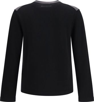 Maison Margiela Mens Wool Crew-Neck Sweater Black-Dark Grey Merino Ovis Aries