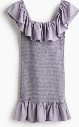 H&M Off-Shoulder-Kleid mit Volants - Helllila