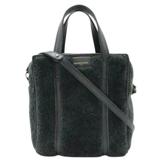 Balenciaga Pre-owned Mini Bags, female, Black, Size: ONE SIZE Pre-owned Bazaar Shopper XS Leather Shearling 2way Bag