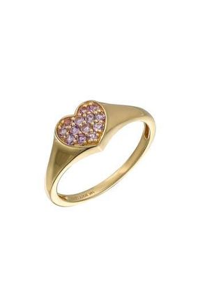 Bony Levy 14K Yellow Gold Pav&eacute; Amethyst Heart Ring in Yellow Gold/Amethyst at Nordstrom Rack, Size 7.5