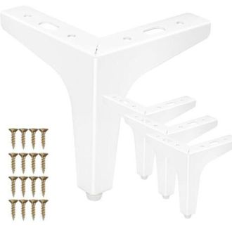OEM Juego De 4 Patas Met&aacute;licas De 15 Cm (6 Pulgadas) Para Muebles - Patas De Repuesto Modernas Blancas Con Forma De Tri&aacute;ngulo Diamante Para Armarios, Sof&aacute;