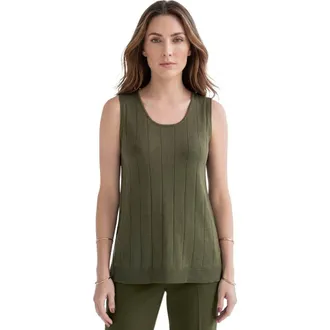 Roaman's Plus Size Drop Needle Tank Lightweight Sweater Knit in Dark Olive Green at Nordstrom, Size Medium