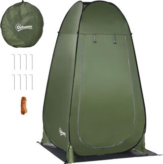 OUTSUNNY Tienda De Campa&ntilde;a Instant&aacute;nea Pop-up Con Gancho Bolsillo Bolsa De Transporte Y Uv 20+ Para Ba&ntilde;o Vestuario Cambiador 126x124x189 Cm Verde