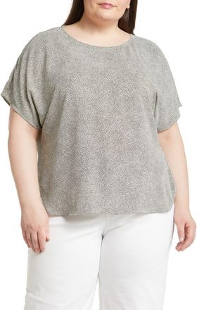 Anne Klein Dot Print Blouse in Anne White/Anne Black at Nordstrom, Size 0X