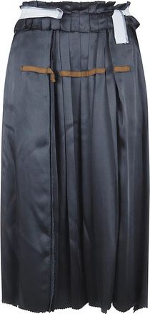 Maison Margiela Geplooide Midi Rok - Dames - Midirokken - Zwart - XS - Rokken