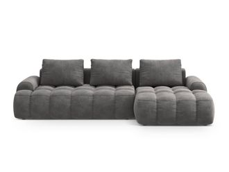 Cosmopolitan Design Sof&aacute; cama esquinero derecho con ba&uacute;l 3 plazas terciopelo gris
