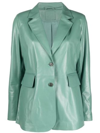 DESA 1972 leather single-breasted blazer - Green
