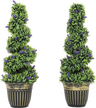 HOMCOM Set of 2 Decorative Artificial Plants with Lavender and Pot - 90cm | TJ Hughes