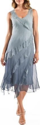 Komarov Charmeuse & Chiffon Cocktail Dress in Ocean Blue Ombre at Nordstrom, Size X-Large