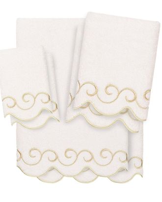 Linum Home Textiles 100% Turkish Cotton Simplicity Scallop 6Pc Embellished Towel Set