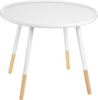 Premier Housewares Interiors by Premier Contemporary White And Natural Round Side Table, Durable And Sturdy Wooden Side Table, Round Top Table