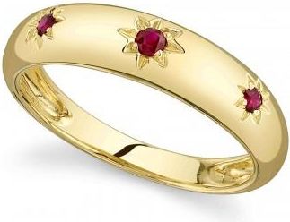 Allurez Ruby Star Wide Band Ring 14K Yellow Gold (0.13ct)
