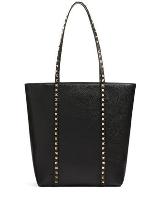 Valentino Garavani Black Leather Rockstud Tote