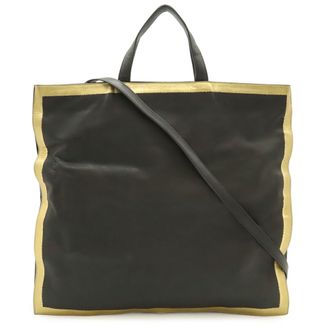 Bottega Veneta Dark Brown Gold Leather Handbag Shoulder Bag Tote Bag (Pre-Owned)