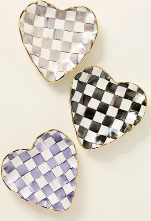 MacKenzie-Childs Check Fluted Ceramic Heart Plate