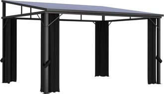 vidaXL Cenador Con Cortina Gris Antracita 405x294x244 Cm Vidaxl
