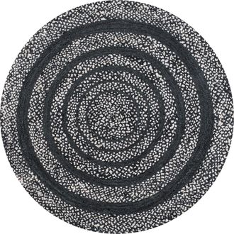 Jonathan Y Designs Abyss Braided Bohemian Coastal Round Jute Black/White Round Area Rug