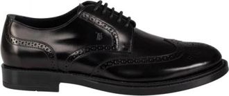 Tod's Business Flats - Heren - Nette schoenen - Zwart - 44 EU - Leer - Schoenen