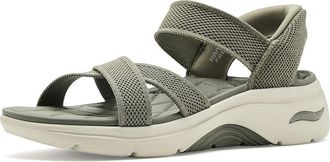 Skechers On-The-Go Hands Free Slip-ins GO Walk Arch Fit 2.0 Sandals w/ Shiny Yarn Womens Sandals Olive : 10 B - Medium, Textile