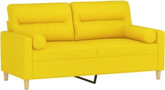 vidaXL Sof&aacute; De 2 Plazas Con Cojines Tela Amarillo Claro 140 Cm Vidaxl