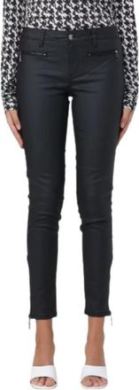 Liu Jo Skinny Oliebroek met Ritsdetails - Dames - Vrijetijds broeken - Zwart - W30 - Katoen - Broeken