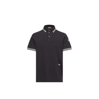 Moncler Moncler Striped Trim Cotton Piquet Polo Shirt, Men, Blue, Size: 3xl